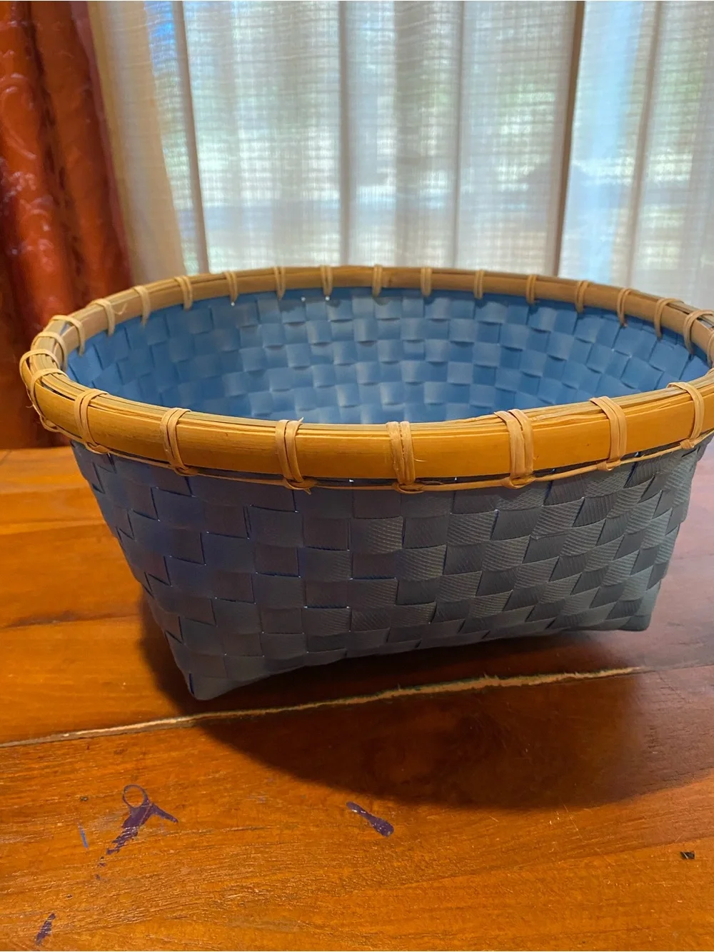 Handwoven Red and Blue Decorative Storage Baskets by